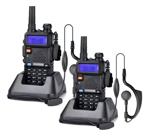 Handy Baofeng Kit X 2 Walkie Talkie Vhf/uhf Uv-5r 5w Impacto Bandas De Frecuencia Uhf Vhf Color Negro