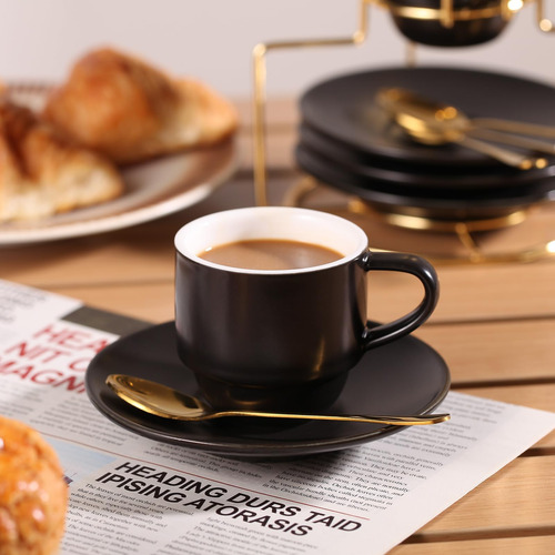 Lareina 3 Onzas De Tazas De Café Espresso Con Platillos, Cuc