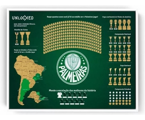 Mapa Do Palmeiras De Raspar Unlocked Com Moldura 82x60