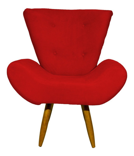 Poltrona Decorativa Cadeira Pé Palito Emilia Suede Cores Cor Vermelho
