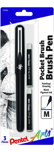 Pentel Arts Pocket Brush Pen  Incluye 2 Recambios De Tinta N