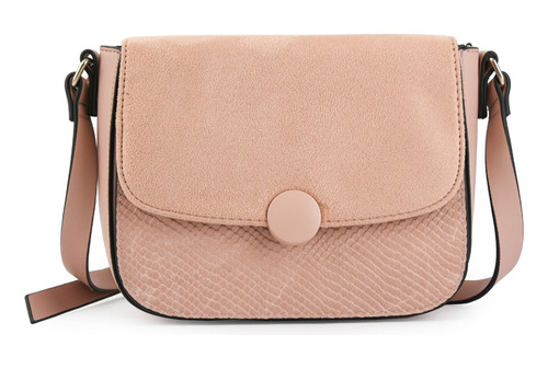 Bouton Cartera Bandolera Con Tapa Pequeña Rosa Viejo