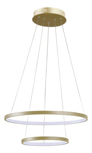 Pendente Anel Duplo Led Redondo Dourado Bivolt 50cm 40w