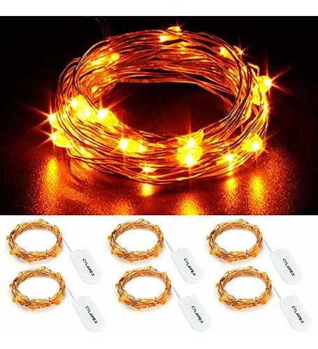 Luces De Cadena Color Naranja Pack 6 Piezas 20 Leds 3.3 Pies