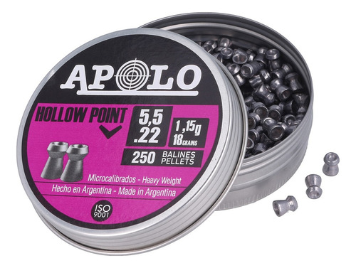 Diabolos Balines Apolo Hollow Point .22  5.5mm X250 Und 18gr