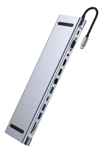 12 En 1 Estación De Acoplamiento Usb 3.0 Tipo C Con 2 Hdmi