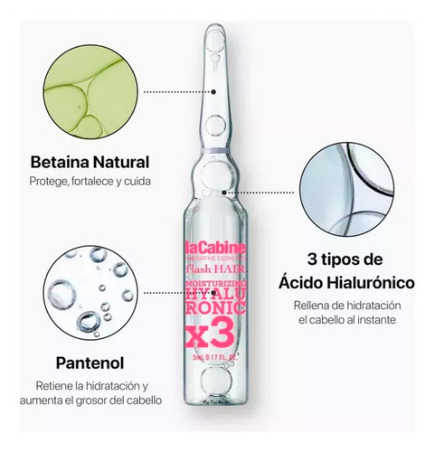 La Cabine Ampolleta Capilar Hidratación Hialurónico X3 5ml