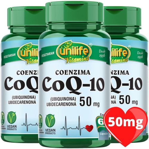 3 X Coenzima Q10 100 Mg 180 Q10 - Coq10 Ubiquinona