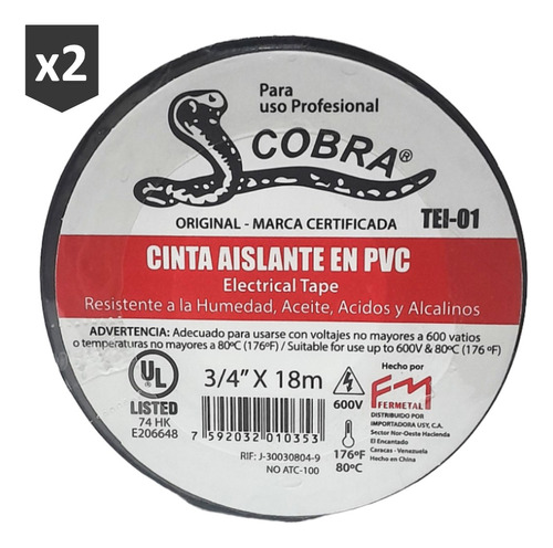 Teipe Cobra 100% Original Troquelado Fermetal 18 Mts 2 Unid