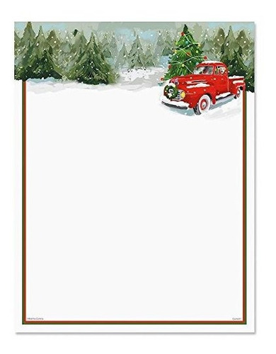 Red Truck Christmas Stationery  For Holiday Letters, Hand-w