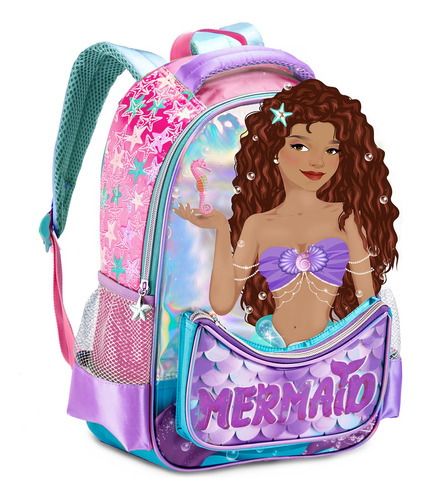 Mochila Escolar Infantil Feminina Sereia Meninas Pequena