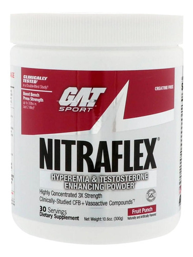 Óxido Nítrico Gat Nitraflex 300 G Pre Entrenamiento