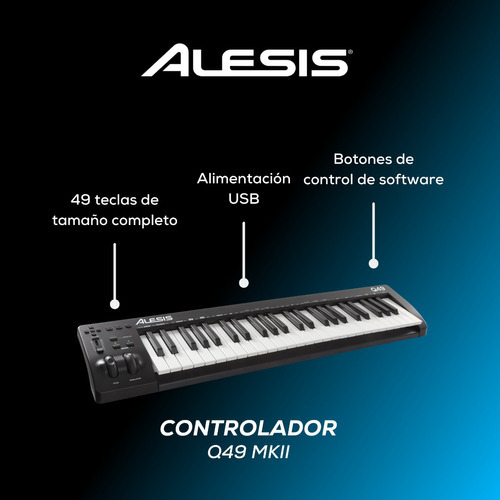 Teclado Midi Alesis Q49 Mkii Usb 49 Teclas