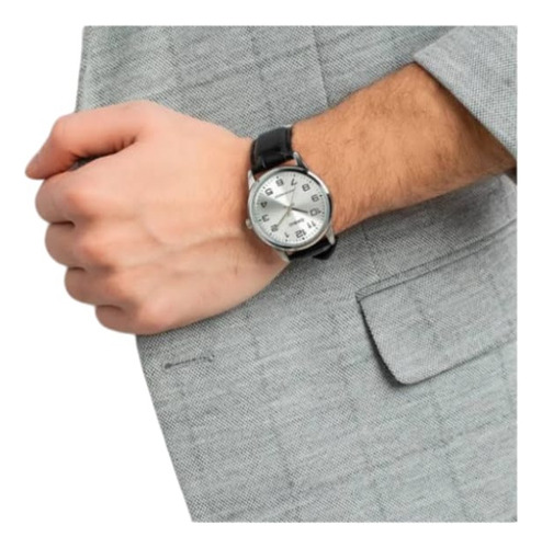 Reloj Casio Hombre Mtp-v001l-7budf Dial Plateado Cuero Negro