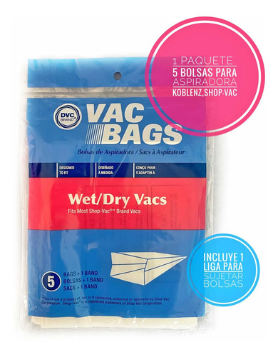 Bolsas Filtros Repuesto De Aspiradora Koblenz Shop-vac 5 Pz | Meses sin  intereses