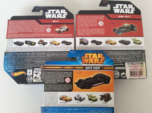 Lote Star Wars: 3 Carros Boba, Vader Y Bb-8 (Usado)