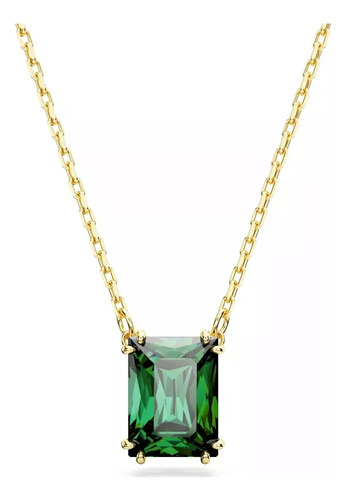 Colgante Swarovski Matrix Talla Rectangular Verde Baño Oro