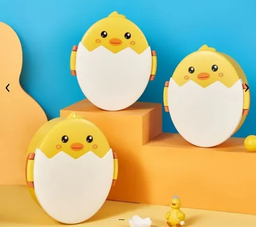 Lunchera Hermético Niño Pollito C/ Cubiertos 3 Div Belgrano Color Amarillo