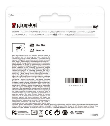 Memoria Flash Kingston Canvas Select Plu 512gb Sdxc Clase 10