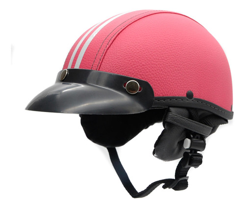 Capacete Coquinho Scooter Moto Elétrica Bike Couro Rosa