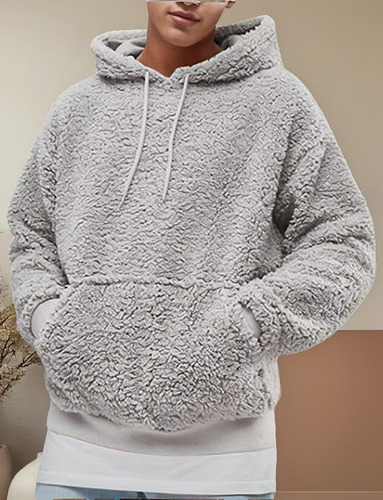 W Sudadera Con Capucha Y Cordón Para Hombre En Lana De Corde
