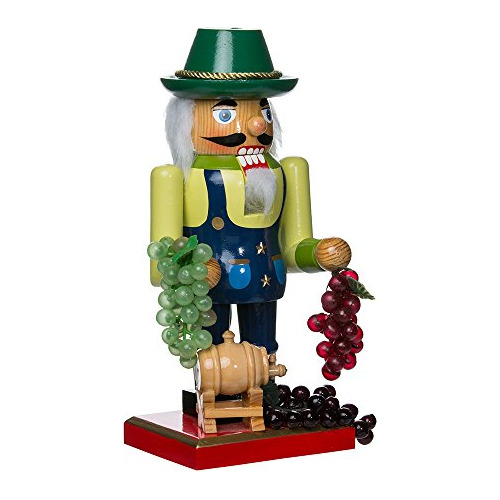 Kurt Adler Wooden Winemaker Nutcracker, 10.25-inch