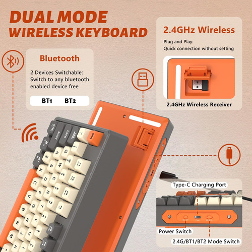 Attack Shark Teclado Para Juegos Con Modo Dual Bluetooth 5.0