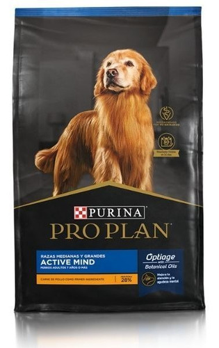Alimento Pro Plan OptiAge Active Mind 7+ para perro senior de raza mediana y grande sabor pollo y arroz en bolsa de 3kg