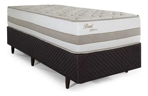 Cama Box Solteiro Herval Basel 73x88x188 Cm, Molas Ensacadas Cor Preto