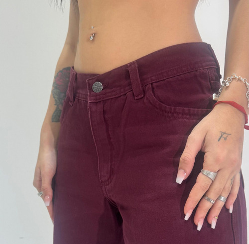 Jean Wide Leg Rígido Granate Dama Kapri