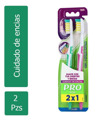 Pro Plus Cepillo Dental Cuidado Encias (2 Piezas)