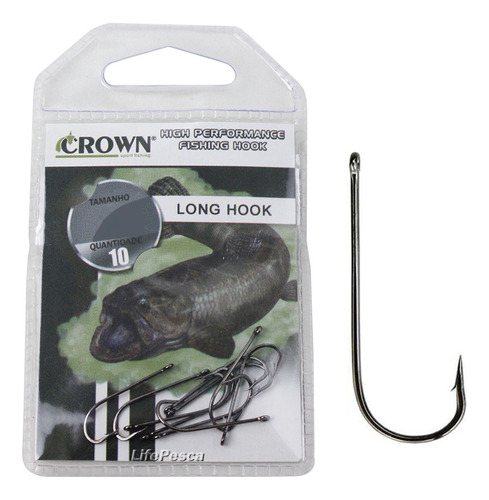 Anzol Crown Long Hook Black (perna Longa) Nº 6/0 - 5 Peças