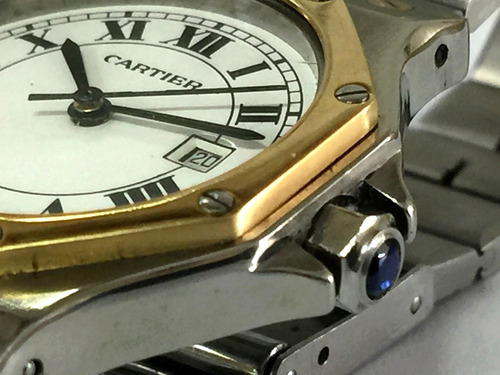 Elegante Cartier Santos Octagon 30mm Aço-ouro 18k Ref.: 2966