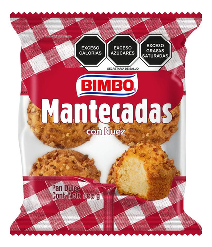 5 Pzs Bimbo Pan Dulce Mantecadas Nuez 184gr