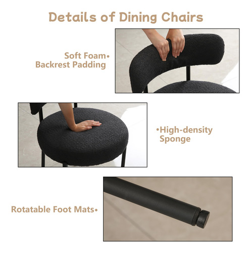 Aisall Juego De 2 Sillas De Comedor Negras Tapizadas