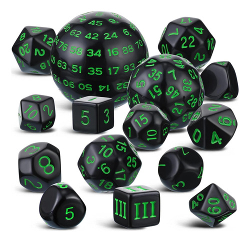 Juego Completo De Dados Poliedrales Civaner D3-d100, 15 Unid
