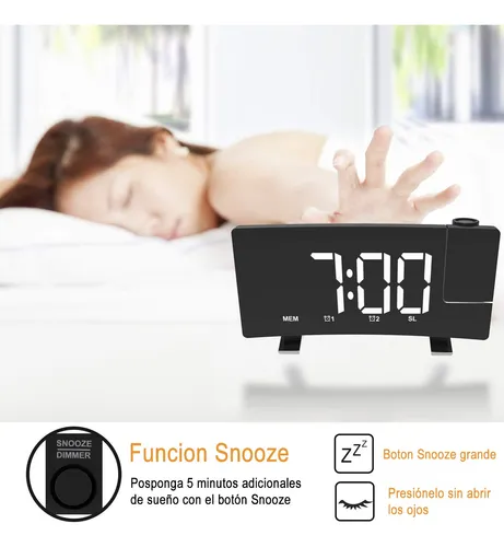 Reloj despertador con luz led y proyector sale