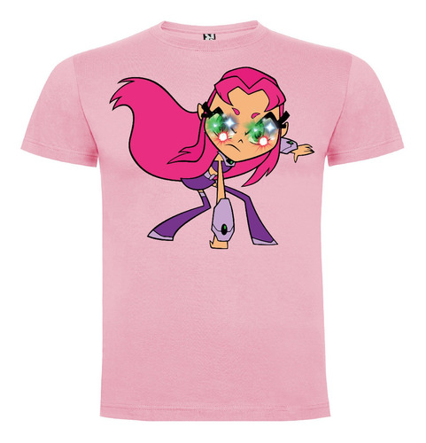 Polera Led Algodón 100% Niñas Starfire Titanes