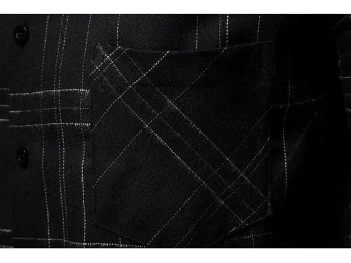 D Polera De Franela De Manga Larga Para Hombre Con Botón A C
