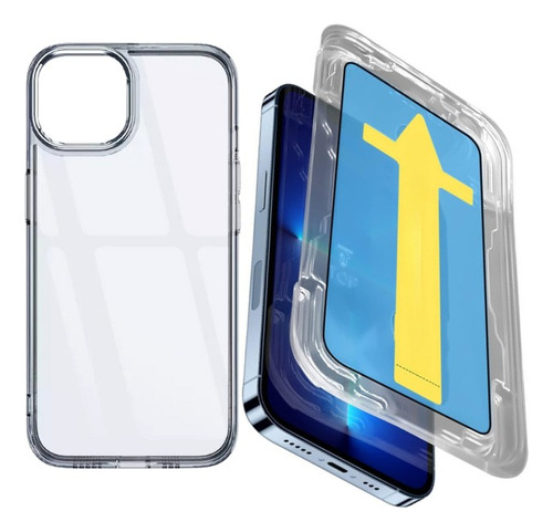 Super Glass Vidrio Full 9d + Case Transparente Para iPhone