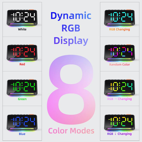 Reloj Despertador Extra Fuerte Xkx Con Luz Rgb Y Cargador Us