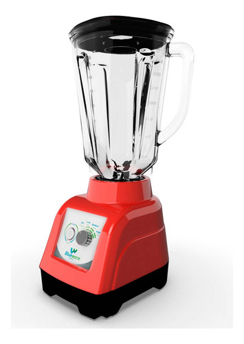 Licuadora Blueware Bw6-75-gl-r 2l 3v Vaso De Vidrio Rojo