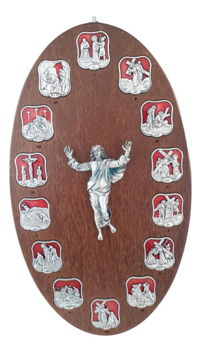 Estaciones Del Viacrucis, Esmalte Rojo, Italiano 27 Cm