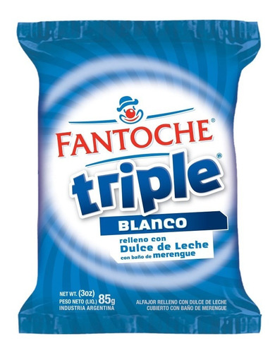 Alfajor Fantoche Triple Dulce De Leche X 10 Unidades 85g