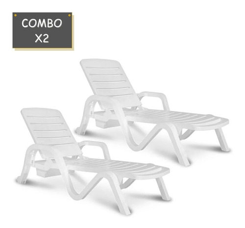 Combo X2 Reposeras Plegables Garden Life Toronto Blanco
