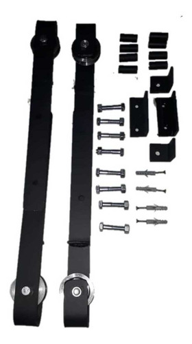 Kit Herrajes Para Doble Puerta Granero Sin Riel Rueda 60 Mm