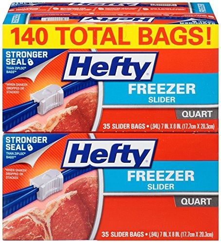 Fuertes Deslizante Freezer Bags (quart, 140 Conde)