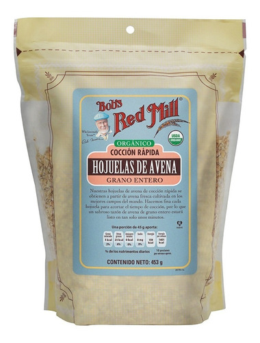 Hojuelas De Avena Rolada Orgánica Bob's Red Mill 453gr