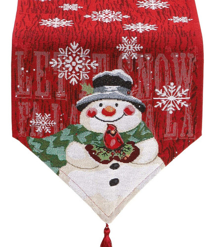 . Camino De Mesa Con Adornos Navideños Mantel Muñeco De