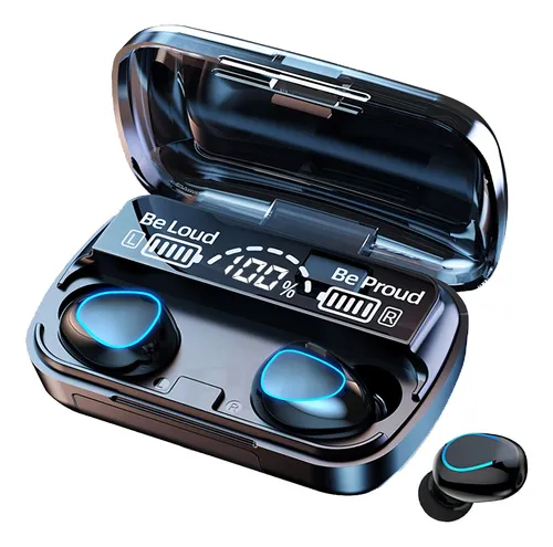 comprar Fone Bluetooth M10 Sem Fio Display Powerbank Fone Preto